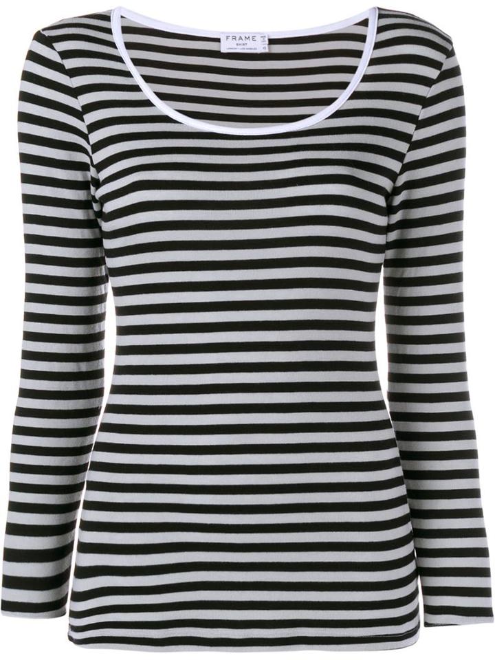 Frame Denim Striped Long Sleeve T-shirt, Women's, Size: M, Black, Cotton/spandex/elastane
