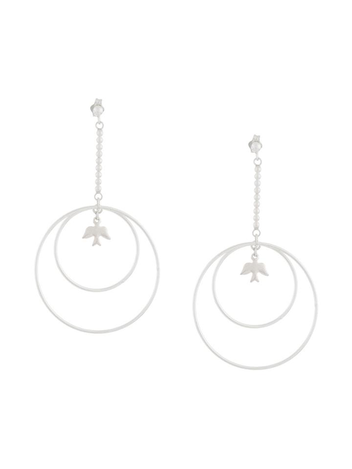 Petite Grand Heart/dove Circle Earrings - Metallic