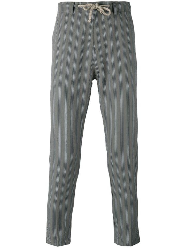 Paolo Pecora Striped Tapered Trousers - Grey