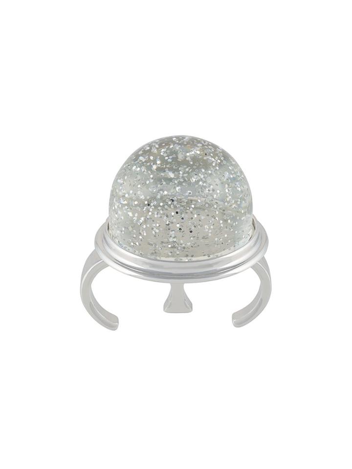 Mm6 Maison Margiela Round Sparkly Ring - Metallic