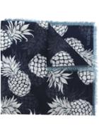 Valentino Pineapple Print Scarf, Men's, Blue, Cotton/silk