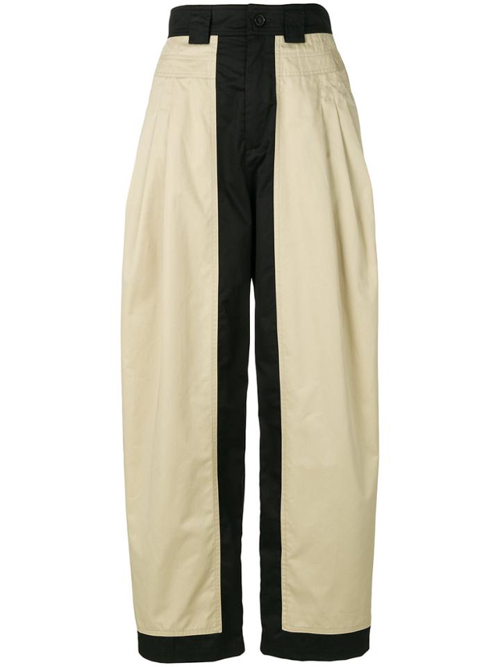 Koché Two-tone Flared Trousers - Brown