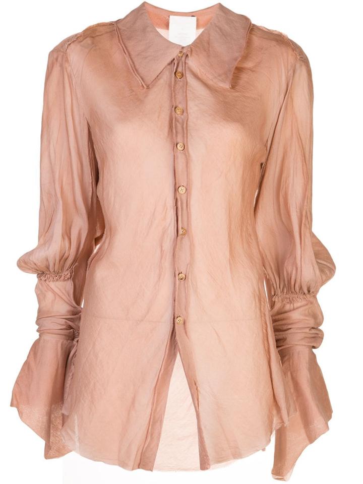 Phaedo Studios Puffed Sleeve Raw Hem Shirt - Pink