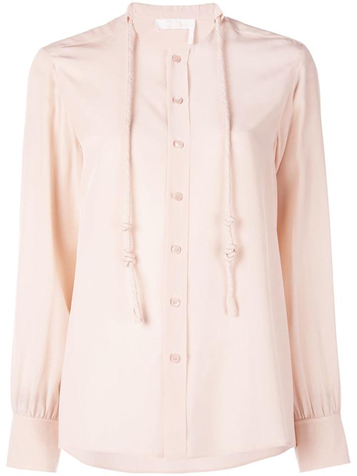 Chloé Drawstring Collar Blouse - Pink