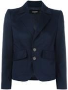 Dsquared2 Cropped Peaked Lapel Blazer, Women's, Size: 40, Blue, Cotton/spandex/elastane/viscose/polyester