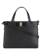Salvatore Ferragamo - 'vara' Tote - Women - Cotton/calf Leather/rayon - One Size, Black, Cotton/calf Leather/rayon