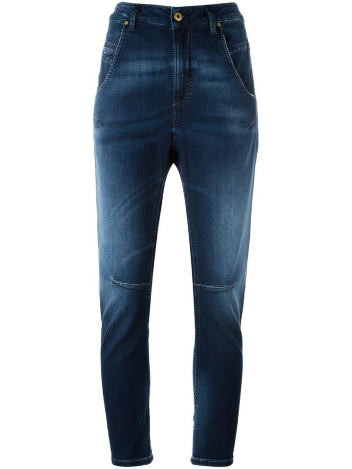 Diesel High Rise Cropped Jeans, Women's, Size: 23, Blue, Cotton/polyester/spandex/elastane