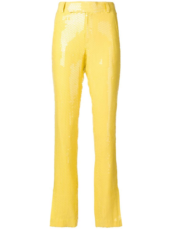 Msgm Sequin Slim-fit Trousers - Yellow & Orange