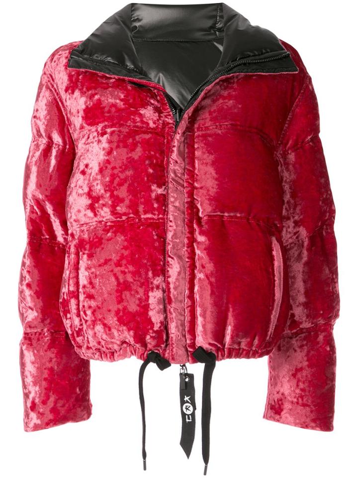 Kru Reversible Velvet Down Jacket - Red