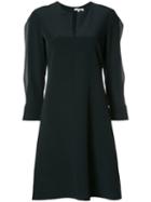 Dorothee Schumacher Slit Round Neck Dress, Women's, Size: 3, Blue, Silk