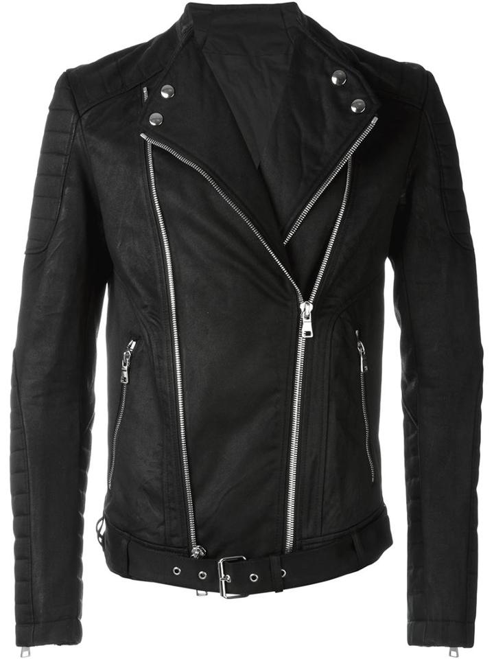 Balmain Biker Jacket, Men's, Size: Large, Black, Cotton