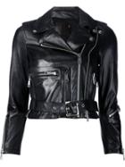 R13 Cropped Leather Jacket, Women's, Size: Medium, Black, Viscose/cotton/lamb Skin