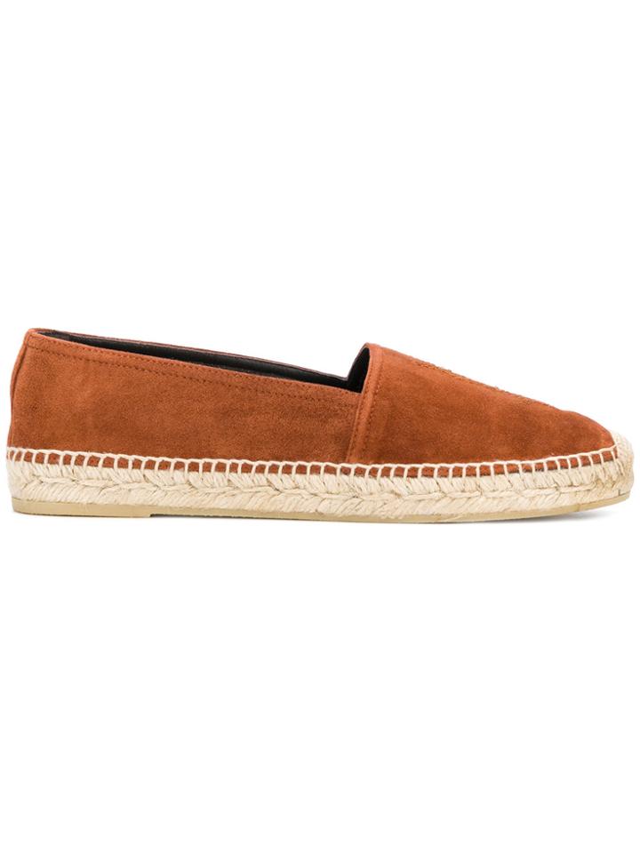 Saint Laurent Embroidered Logo Espadrilles - Brown