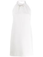 Miu Miu Halterneck Crystal Bow Dress - White