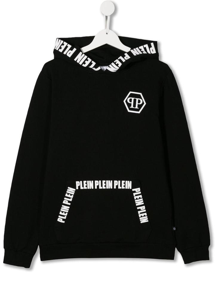 Philipp Plein Junior Logo Print Hoodie - Black