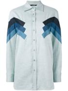Neil Barrett - Chevron Detail Shirt - Women - Cotton - Xs, Blue, Cotton