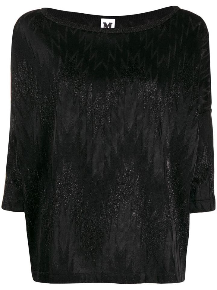 M Missoni Zig Zag Pattern Knitted Top - Black