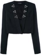 David Koma - Cropped Open Jacket - Women - Elastodiene/acetate/viscose - 12, Black, Elastodiene/acetate/viscose