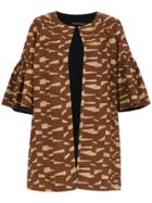 Andrea Marques Printed Short Sleeved Coat - Brown