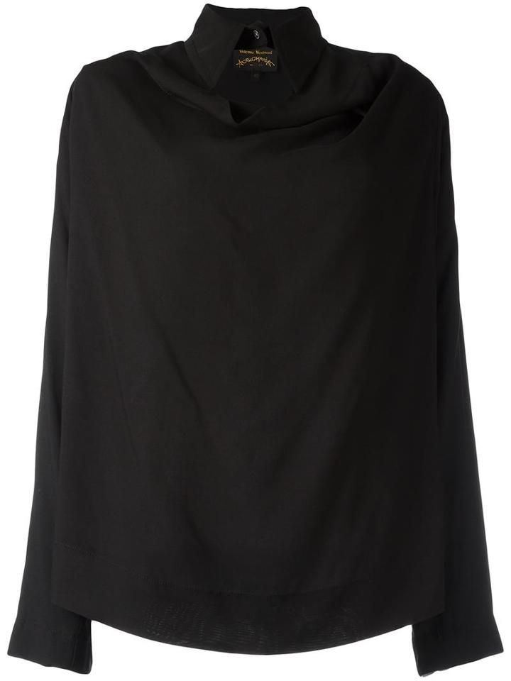 Vivienne Westwood Anglomania Draped Detail Shirt, Women's, Size: 42, Black, Viscose