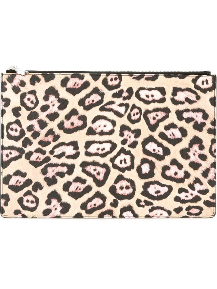 Givenchy Leopard Print Clutch, Women's, Pink/purple, Polyurethane/polyester/cotton