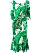Dolce & Gabbana Banana Leaf Print Dress, Women's, Size: 40, White, Viscose/silk/spandex/elastane/crystal