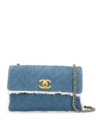 Chanel Pre-owned Fringed Denim Shoulder Bag - Blue