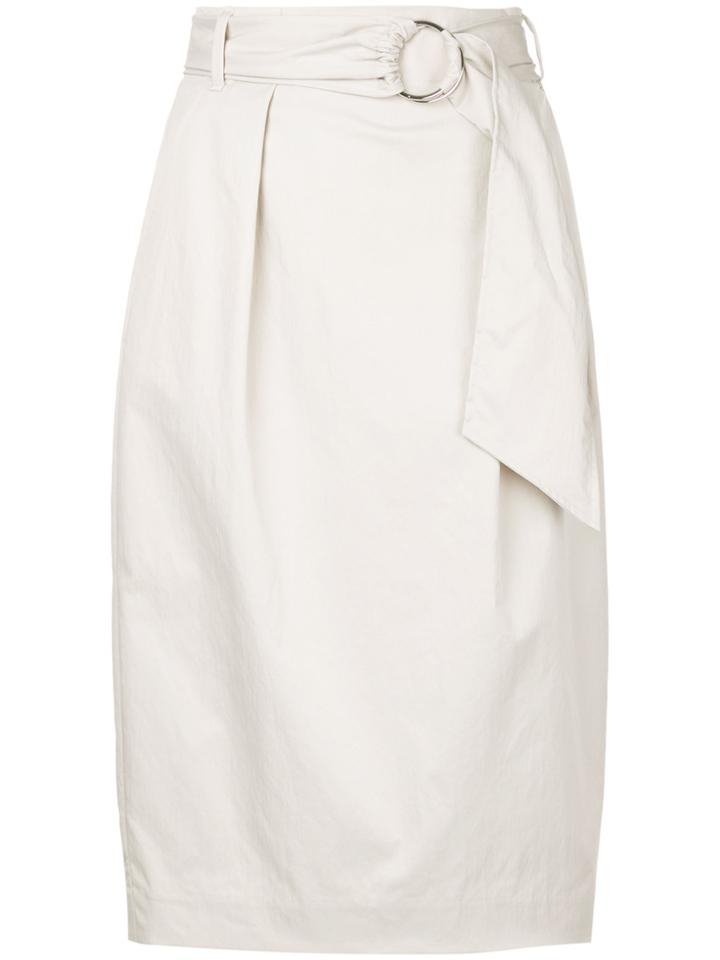 Estnation Belted High Waist Skirt - Brown