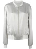 Area Zipped Bomber Jacket, Size: Small, Grey, Silk