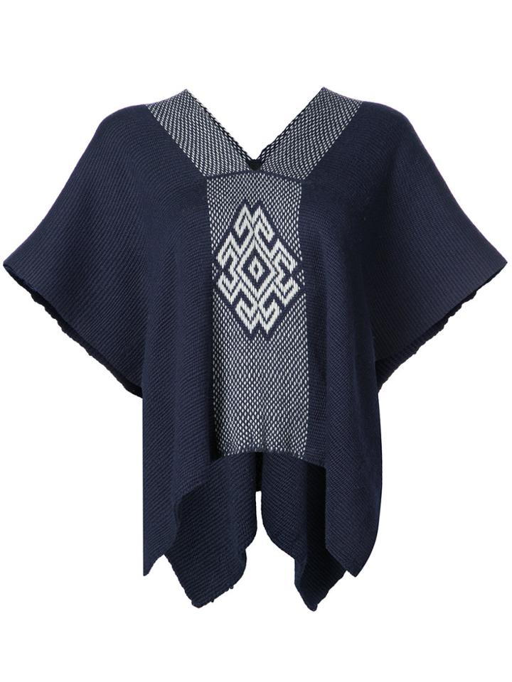 Voz V-neck Draped Sleeved Top - Blue