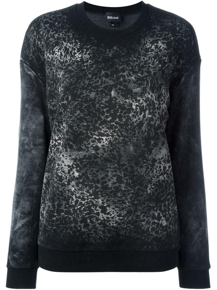 Just Cavalli Animal Print Sweatshirt, Women's, Size: 38, Black, Cotton/polyester