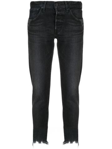 Moussy Vintage Distressed Hem Jeans - Black