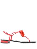 Giuseppe Zanotti Flat Flower Sandals - Red