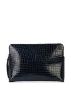 Loewe Crocodile-effect Pouch - Blue