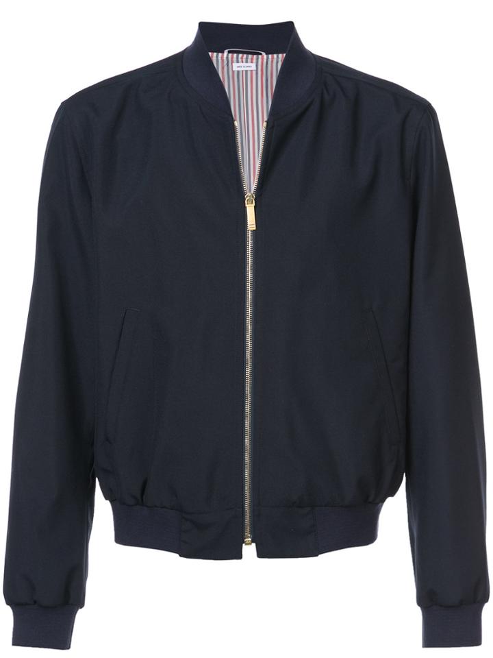 Thom Browne Zip Front Blousson Ribbed Jacket With Center Back Red,