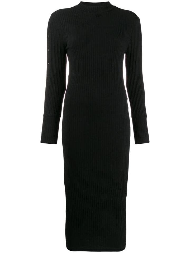 Courrèges Snap Button Ribbed Dress - Black