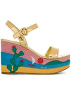 Prada Mexico Appliqué Platform Sandals - Multicolour