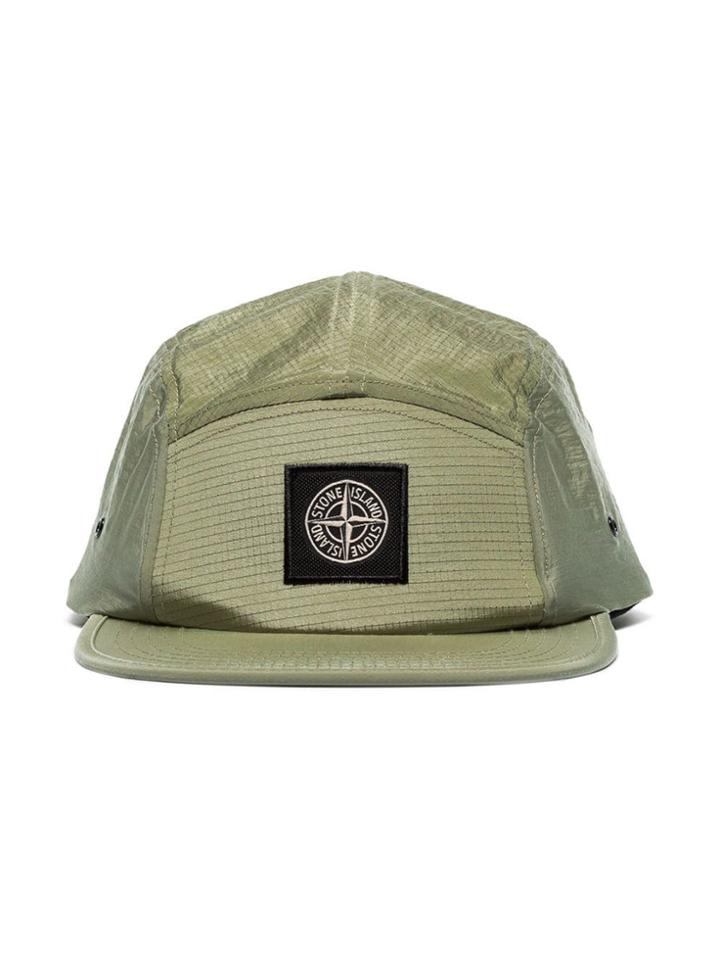 Stone Island Olive Green Logo Label Flat Peak Cap