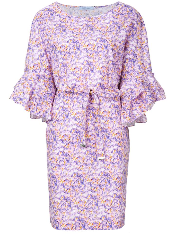 Blumarine Tie Waist Ruffle Dress - Pink & Purple