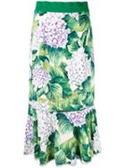 Dolce & Gabbana - Hydrangea Print Midi Skirt - Women - Silk/spandex/elastane/viscose - 46, Silk/spandex/elastane/viscose