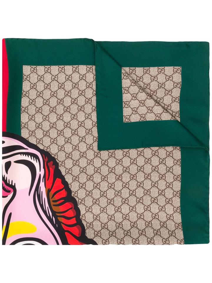 Gucci Interlocking Gg Scarf - Green