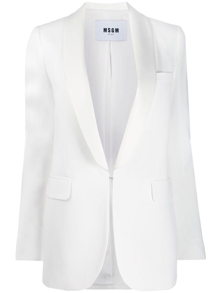 Msgm Single-breasted Hooked Blazer - White