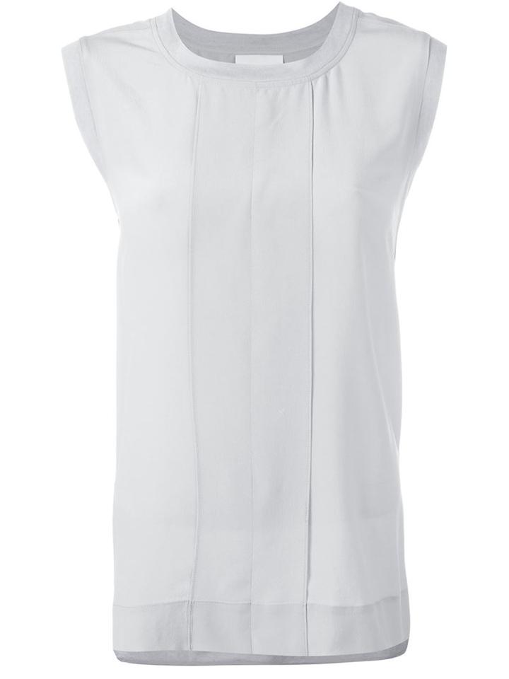 Dkny Front Placket Tank Top, Women's, Size: M, Grey, Silk/linen/flax/polyester/modal