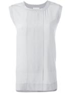 Dkny Front Placket Tank Top, Women's, Size: M, Grey, Silk/linen/flax/polyester/modal