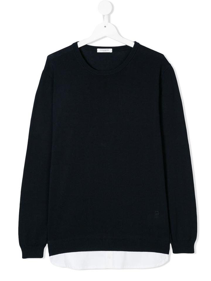 Paolo Pecora Kids Long Sleeve Pullover - Blue