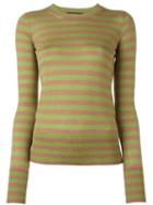 Rochas Striped Fine Knit Jumper, Women's, Size: 38, Green, Wool