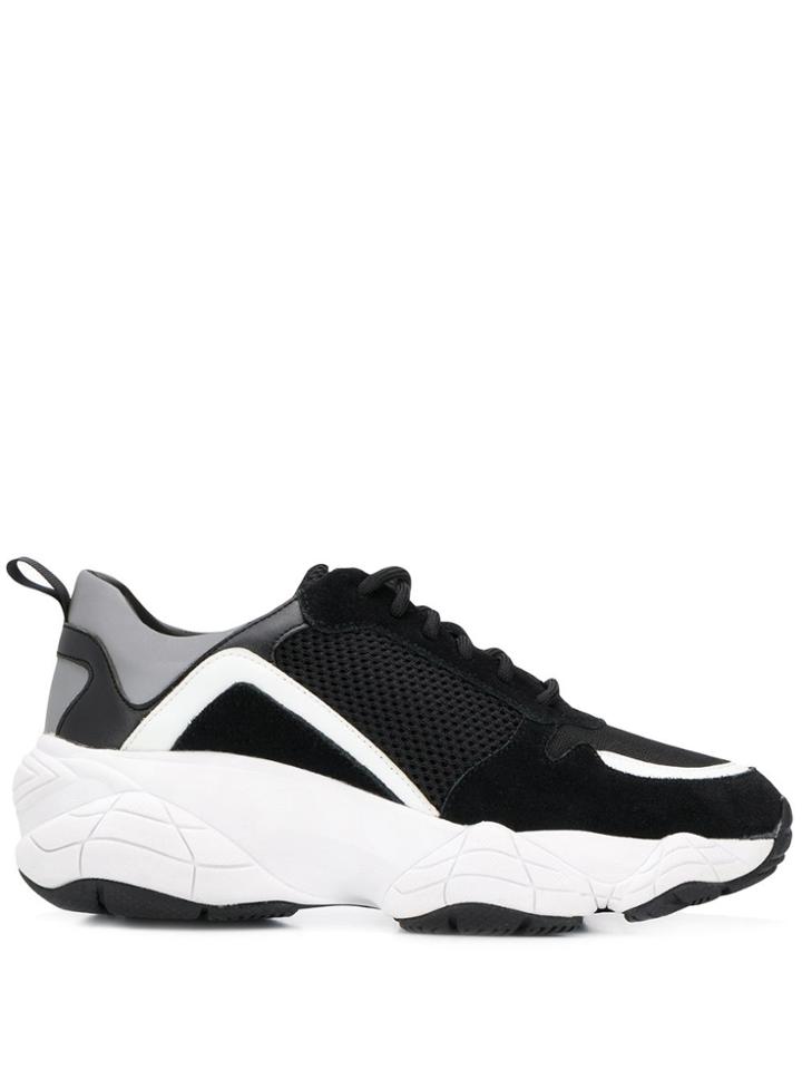 Pollini Paneled Chunky Sneakers - Black