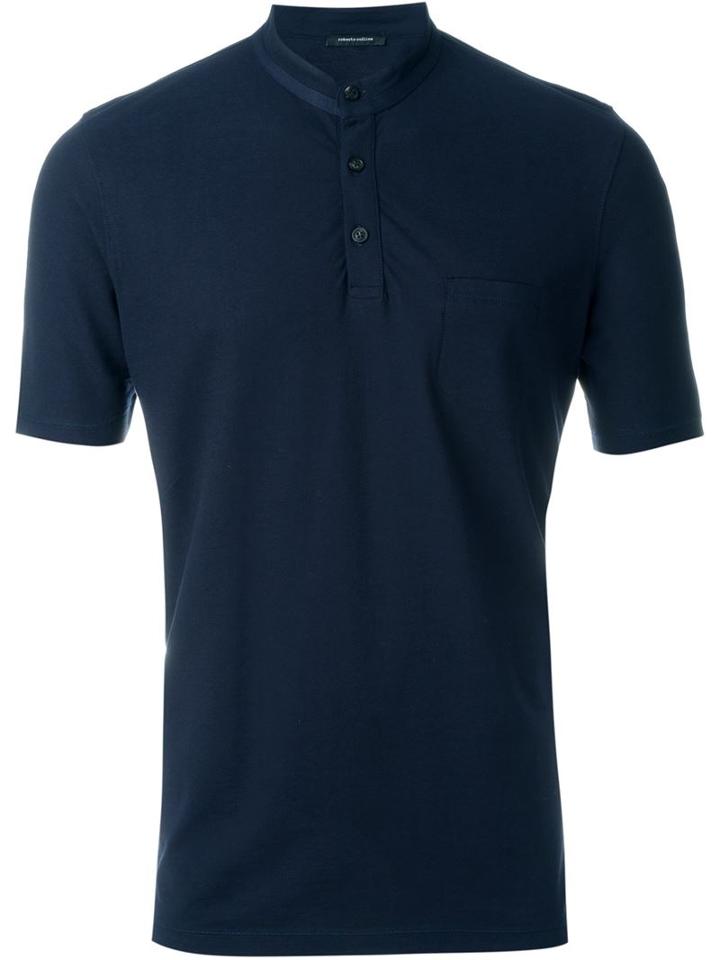 Roberto Collina Band Collar Polo Shirt