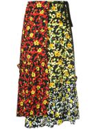 Proenza Schouler Multi Floral Asymmetrical Skirt - Poppy Wildflower