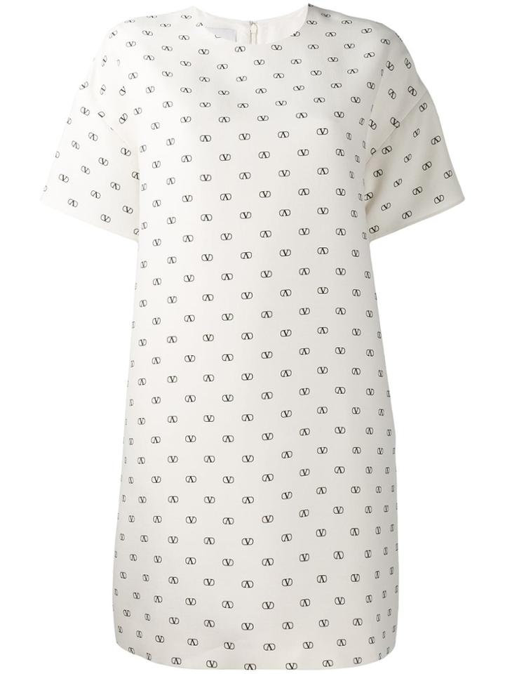 Valentino Logo Print Shift Dress - White